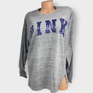 Victoria's Secret PINK Lg Oversized Long Sleeve Campus Tee Bling